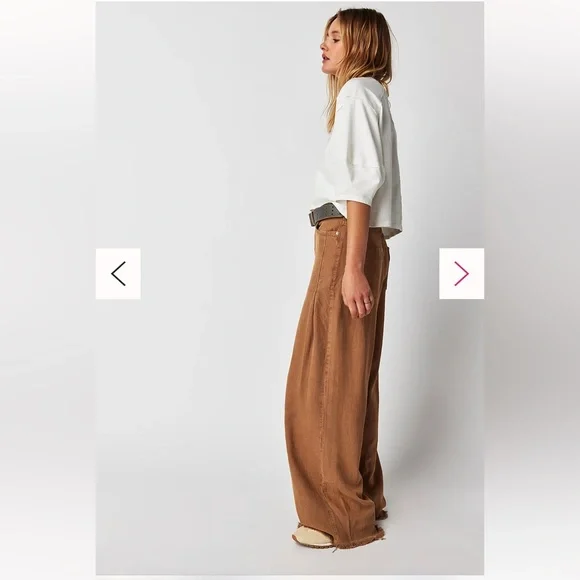 FREE PEOPLE NWT *Sold Out* Old West Slouchy Jeans Wide Leg Tumbleweed Pants - Picture 3 of 13